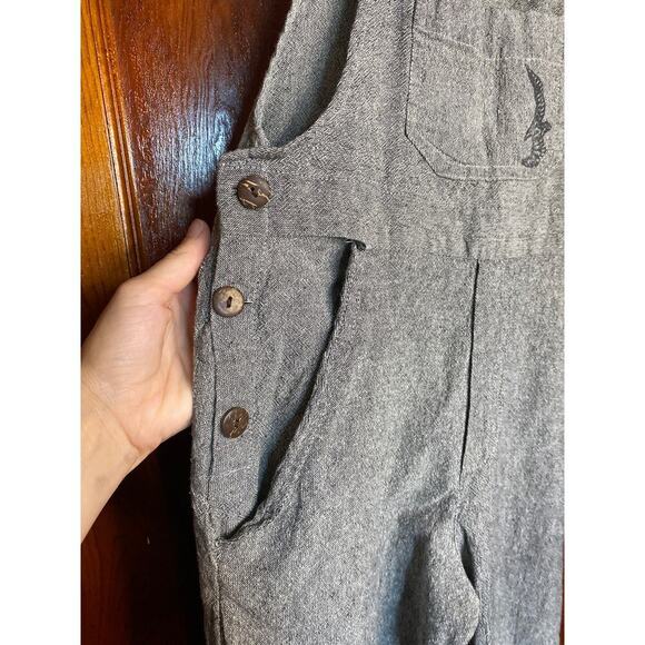 Gray Earthy Crunchy Cotton Ganesh Himal Bird Jumper Overalls - Picture 5 of 12
